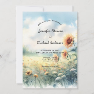 Invitación Boda rústica de campo al sol boho acuarela