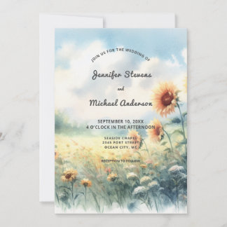 Invitación Boda rústica de campo al sol boho acuarela