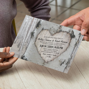 Invitación Boda Rústica de Campo con Árbol de Abedul Plateado
