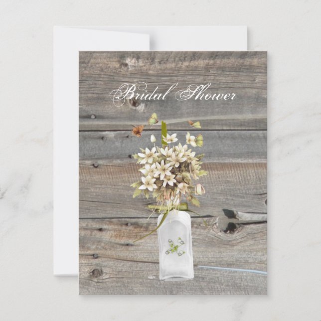 Invitación boda rústica de campo con flores silvestres de mad (Anverso)