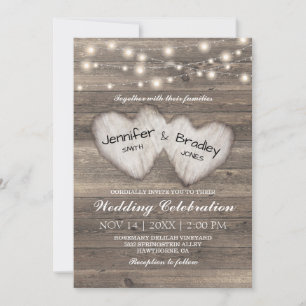 Invitación Boda Rústica de Campo con Luces de Cadena