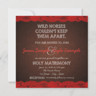 Invitación Boda Rústica de Campo con Rojo y Marrón