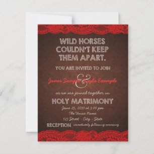 Invitación Boda Rústica de Campo con Rojo y Marrón