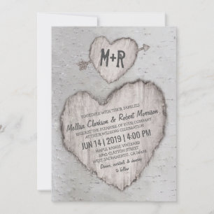 Invitación Boda Rústica de Campo Corteza Abedul