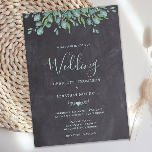 Invitación Boda rústica de campo de follaje Chalkboard
