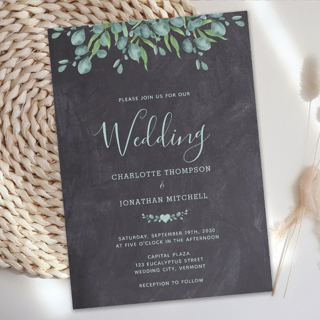 Invitación Boda rústica de campo de follaje Chalkboard (Subido por el creador)