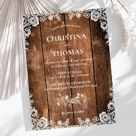 Invitación Boda rústica de campo de madera