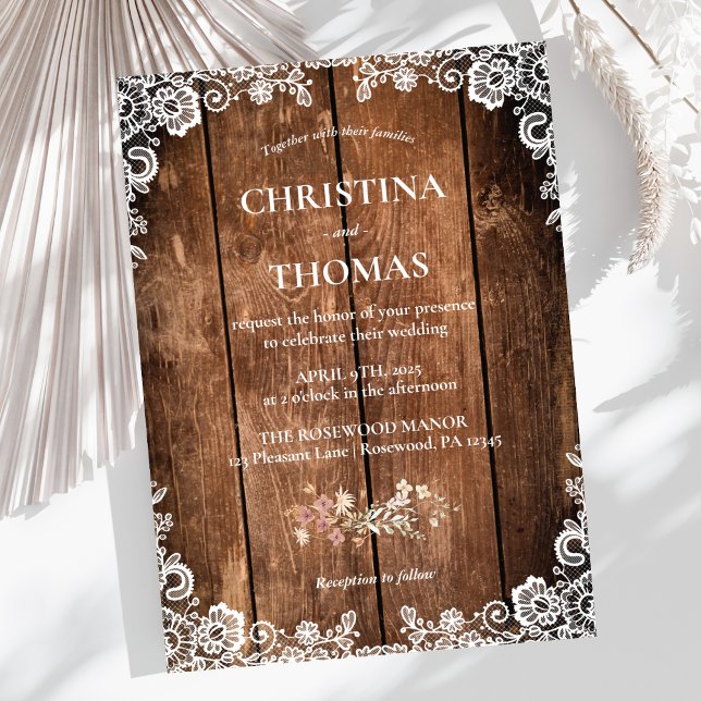 Invitación Boda rústica de campo de madera (Subido por el creador)