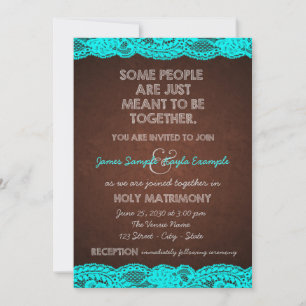 Invitación Boda Rústica de Campo en Azul Teal y Marrón