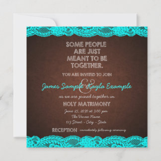 Invitación Boda Rústica de Campo en Azul Teal y Marrón