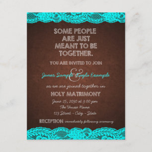 Invitación Boda Rústica de Campo en Azul Teal y Marrón