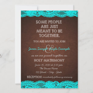 Invitación Boda Rústica de Campo en Azul Turquesa y Marrón