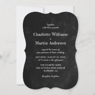 Invitación Boda rústica de campo en el tablero negro