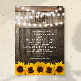 Invitación Boda Rústica de Campo | Luces de Cadena de Girasol