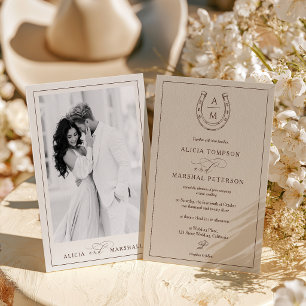 Invitación Boda Rústica de Campo Occidental con Herradura