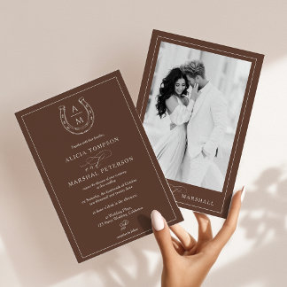 Invitación Boda Rústica de Campo Occidental con Herradura de