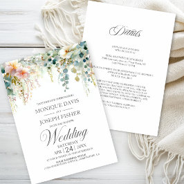 Invitación Boda Rústica de Eucalipto Todo en Uno