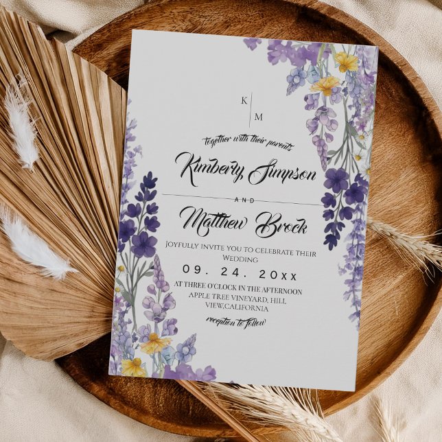 Invitación Boda Rústica de Flor Silvestre Elegante (Subido por el creador)