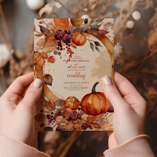 Invitación Boda Rústica de Floral de Calabaza con Guión