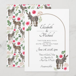 Invitación Boda Rústica de Floral Rosa Burro
