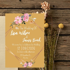 Invitación Boda rústica de flores amarillas