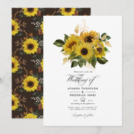 Invitación Boda Rústica de Girasoles en Granero Campestre
