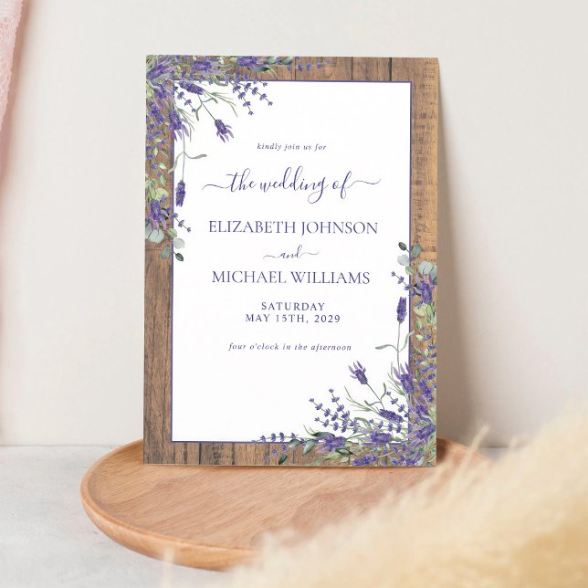 Invitación Boda rústica de granero con lavanda y eucalipto (Subido por el creador)