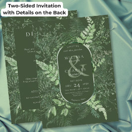Invitación Boda rústica de helechos verdes con follaje verde 