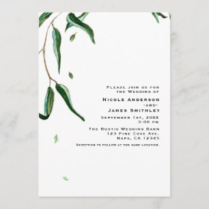 Invitación Boda Rústica de Hojas Botánicas de Eucalipto