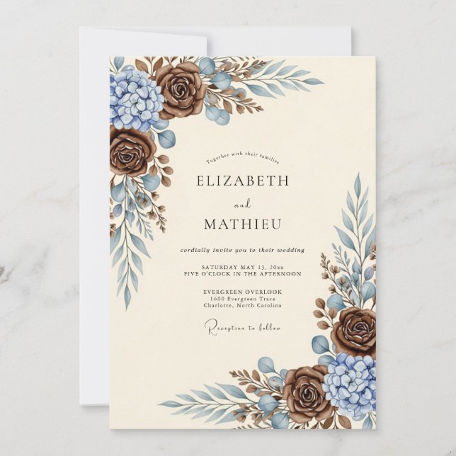 Invitación Boda Rústica de Impacto Marrón (Anverso)