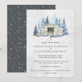 Invitación Boda Rústica de Invierno con Siempreverde en un Gr