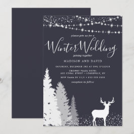 Invitación Boda rústica de invierno de ciervos en el bosque