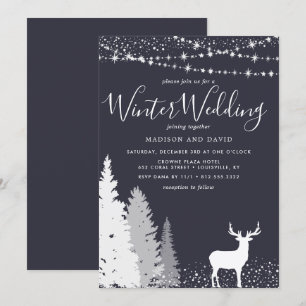 Invitación Boda rústica de invierno de ciervos en el bosque