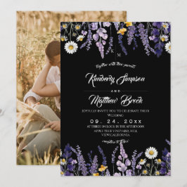 Invitación Boda rústica de jardín con lavanda y flores silves