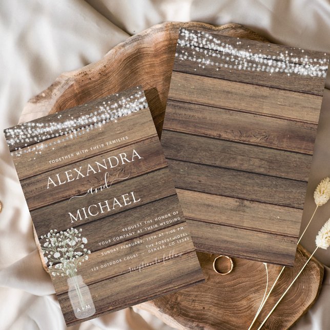 Invitación Boda Rústica de la jarra de aliento para bebé (Subido por el creador)