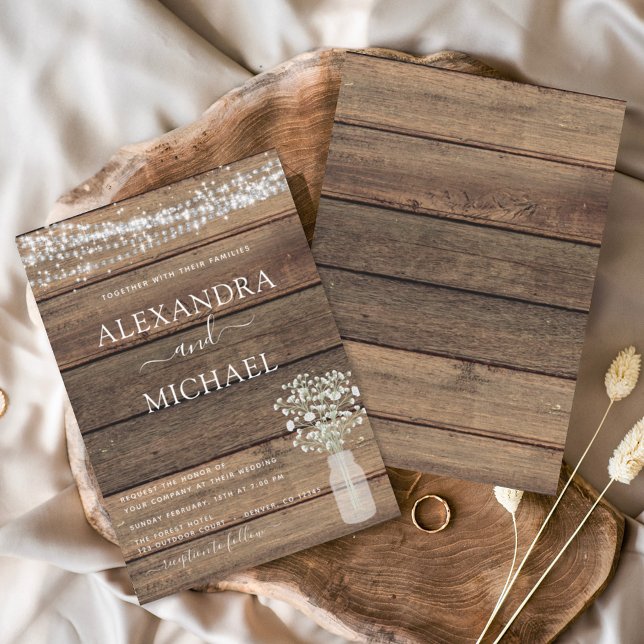 Invitación Boda Rústica de la jarra de aliento para bebé (Subido por el creador)