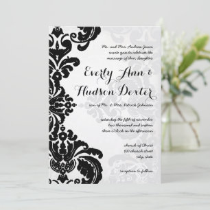 Invitación Boda Rústica de Lujo Vintage Damask
