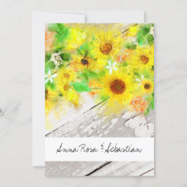 Invitación *~* Boda rústica de madera de girasol de campo