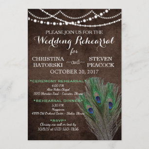 Invitación Boda rústica de madera del país de Boho del pavo
