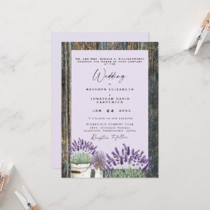 Invitación Boda Rústica de Madera Lavanda Pálida