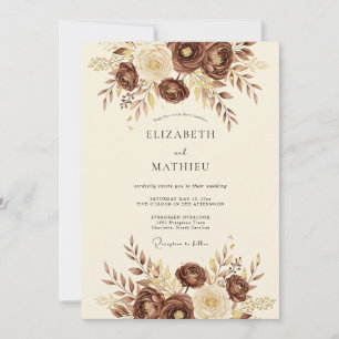 Invitación Boda Rústica de Madera Marrón Chocolate