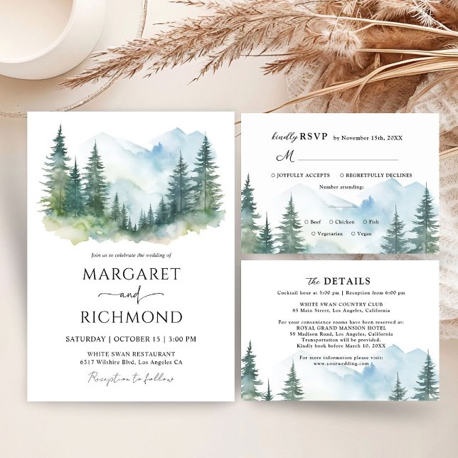 Invitación Boda Rústica de Montaña Bosque Pino (Subido por el creador)