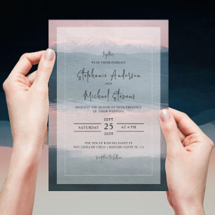 Invitación Boda Rústica de Montaña con Lago y Cima Nevada