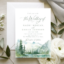 Invitación Boda rústica de montaña en acuarela Sage