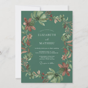 Invitación Boda rústica de naturaleza verde Laurel