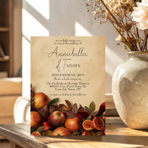 Invitación Boda rústica de otoño con manzanas y higos