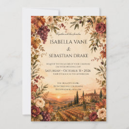 Invitación Boda rústica de otoño en viñedo
