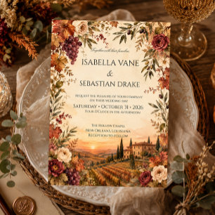 Invitación Boda rústica de otoño en viñedo