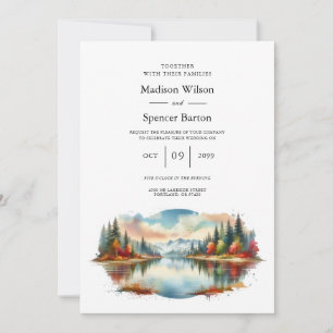Invitación Boda Rústica de Otoño junto al Lago en el Bosque