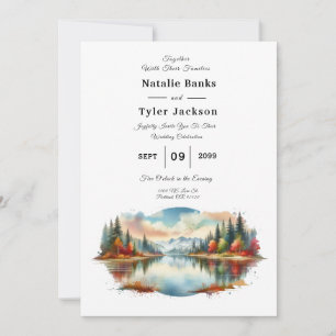 Invitación Boda rústica de otoño junto al lago en el bosque